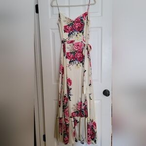 Betsey Johnson floral and cream satin maxi